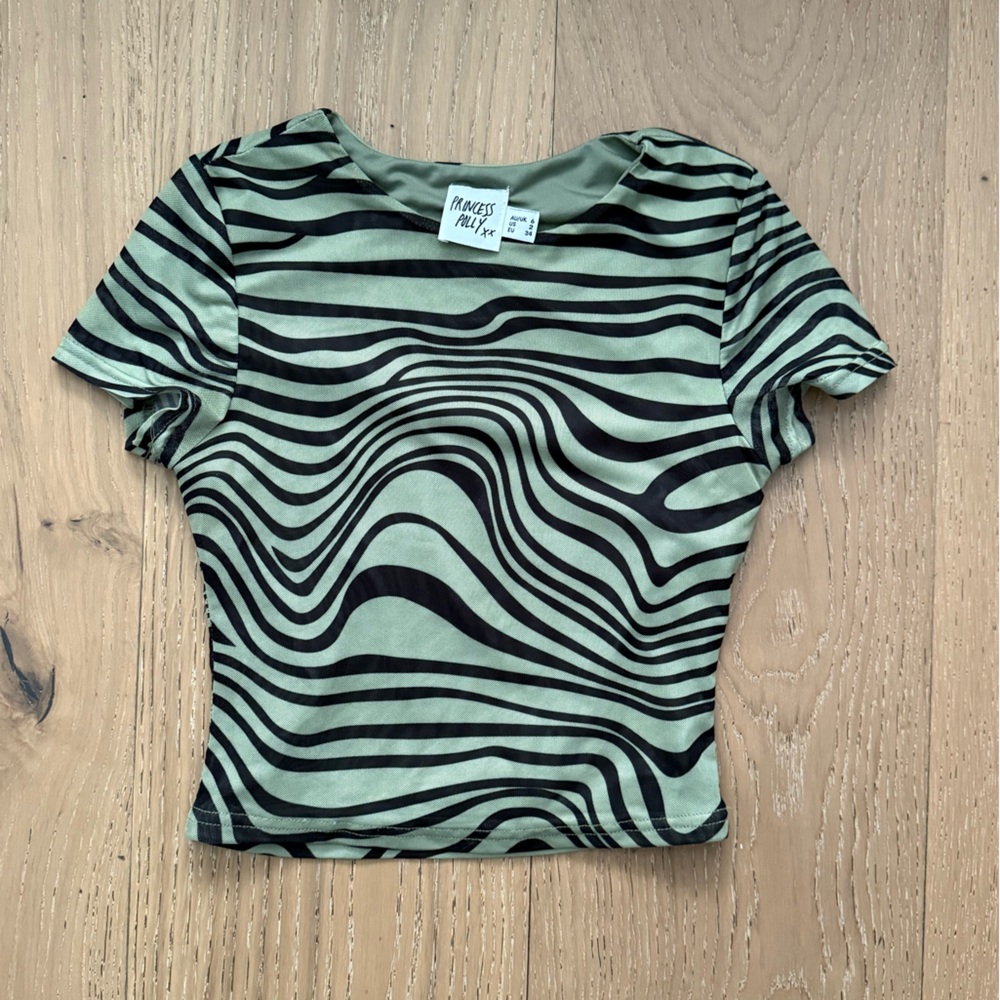 Princess Polly Olive and Black Zebra Print Top